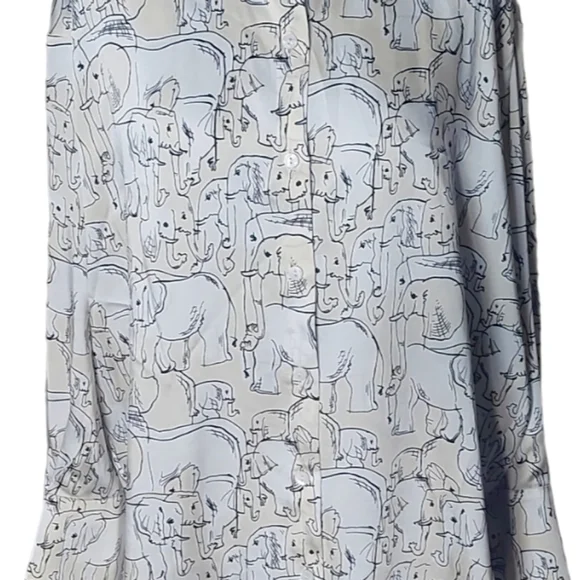 Zara Oversized Elephant Print Shirt Size M Satin Blouse White & Ivory BNWOT - Picture 3 of 8